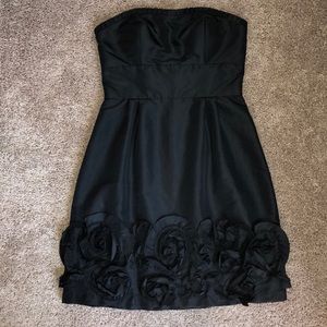 Max & Cleo black strapless ruffled bottom dress